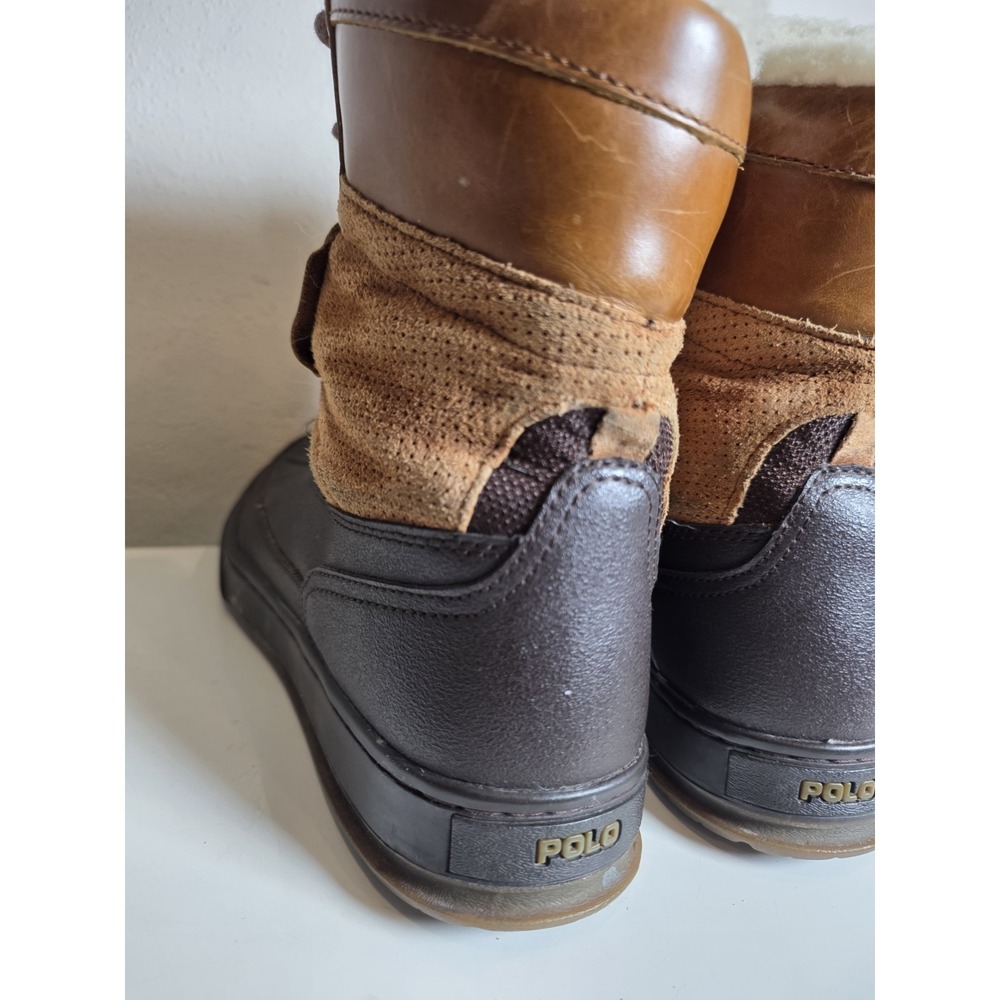 Polo Ralph Lauren Mens Lansing Snow Winter Boots Brown And Tan Suede Size 11 - Picture 6 of 10